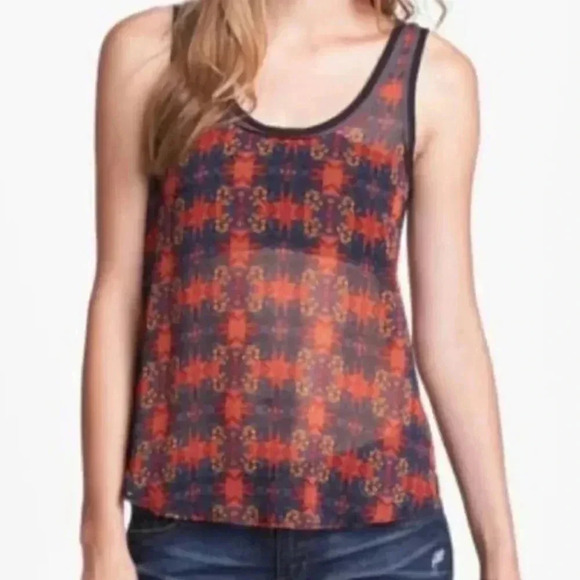 ASTR Tank Bright Pattern Scoop Neck - Picture 1 of 9